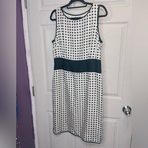 Talbots Black and White Patterned Midi Dress